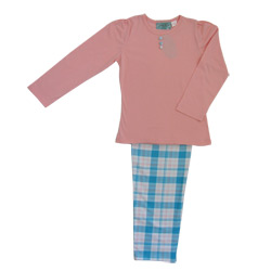 Blue Check Long Tee Pjs