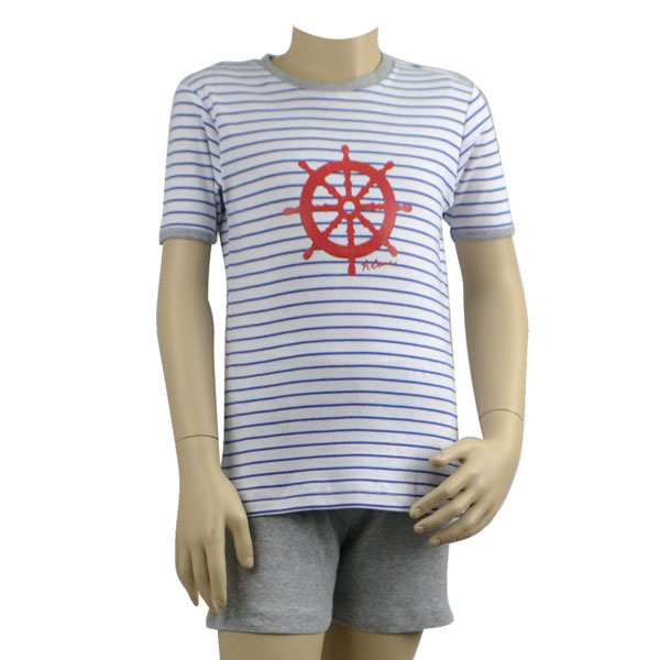 Blue Stripe Sailing Wheel Pjs