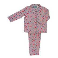 Multi Heart Print Flannel Pjs